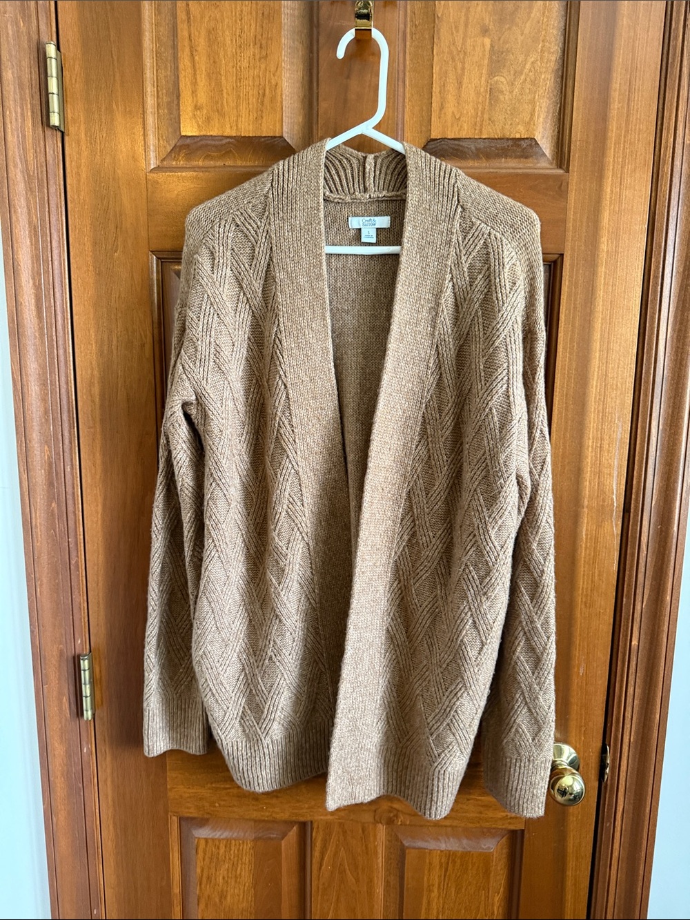Croft & Barrow Oversized Open Front Cardigan Camel Brown Size S